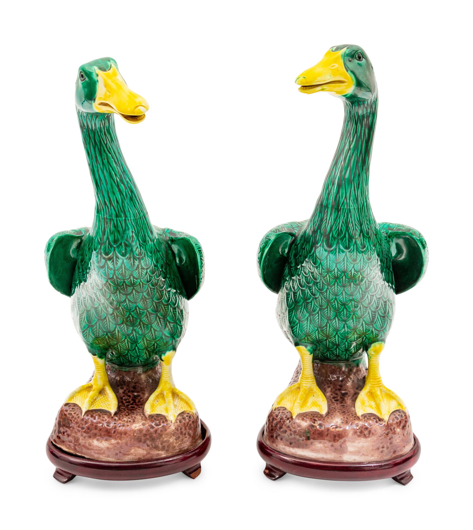A Pair of Chinese Porcelain Ducks