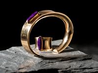 14K Gold and Sugilite Cuff Bracelet and Matching Ring