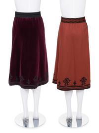 Two Yves Saint Laurent Rive Gauche Skirts with Belts, 1970s