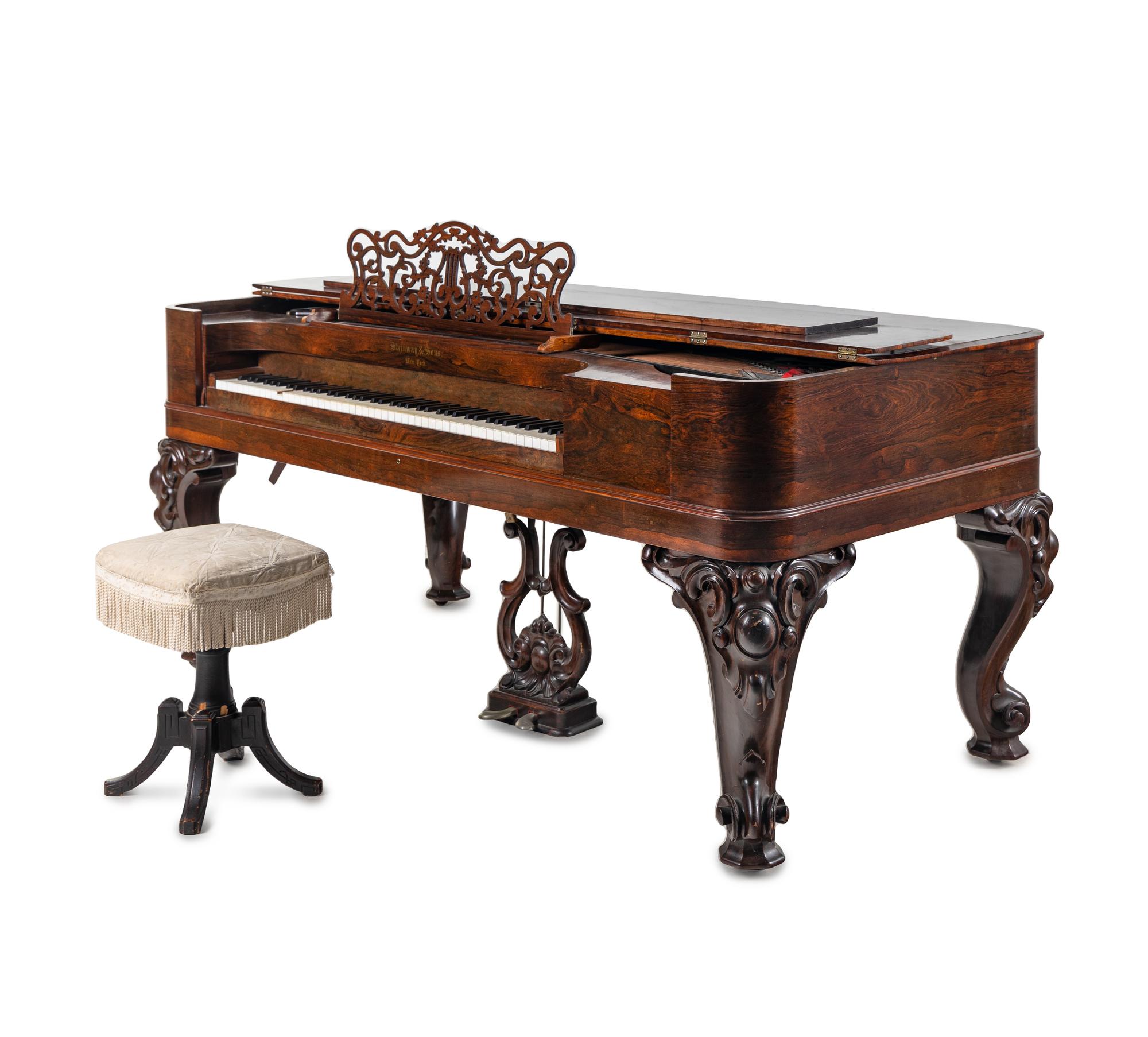 A Steinway and Sons Rosewood Square Piano