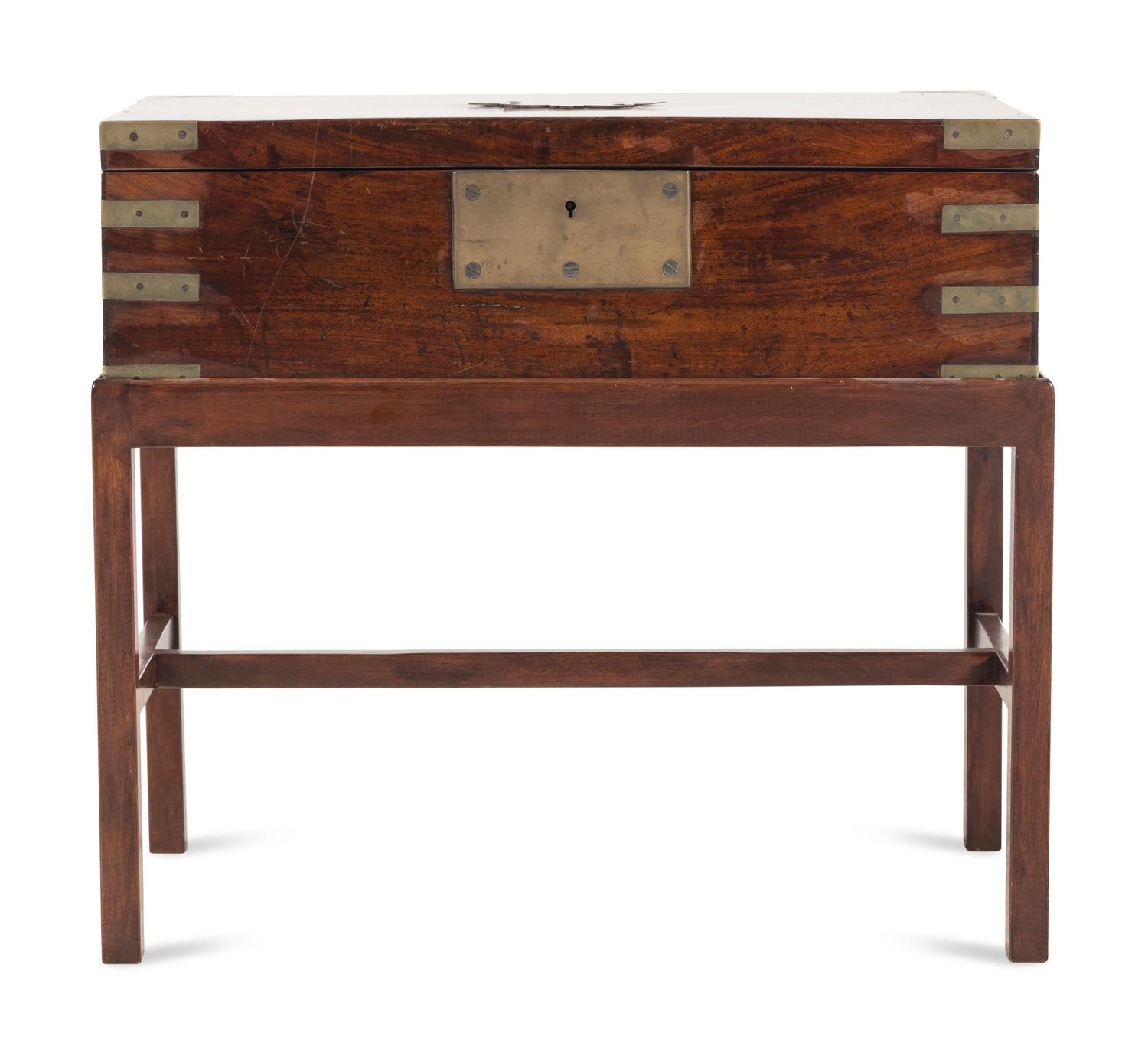 A Regency Mahogany and Brass-Banded Campaign Writing Slope