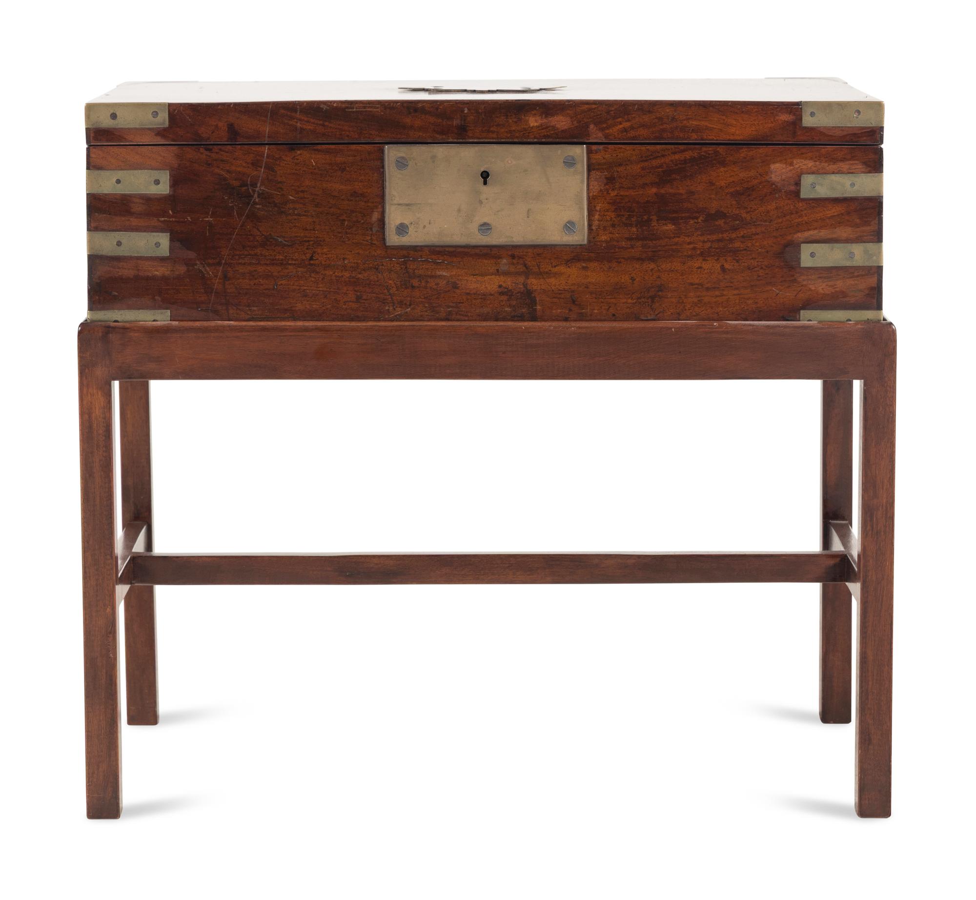 A Regency Mahogany and Brass-Banded Campaign Writing Slope