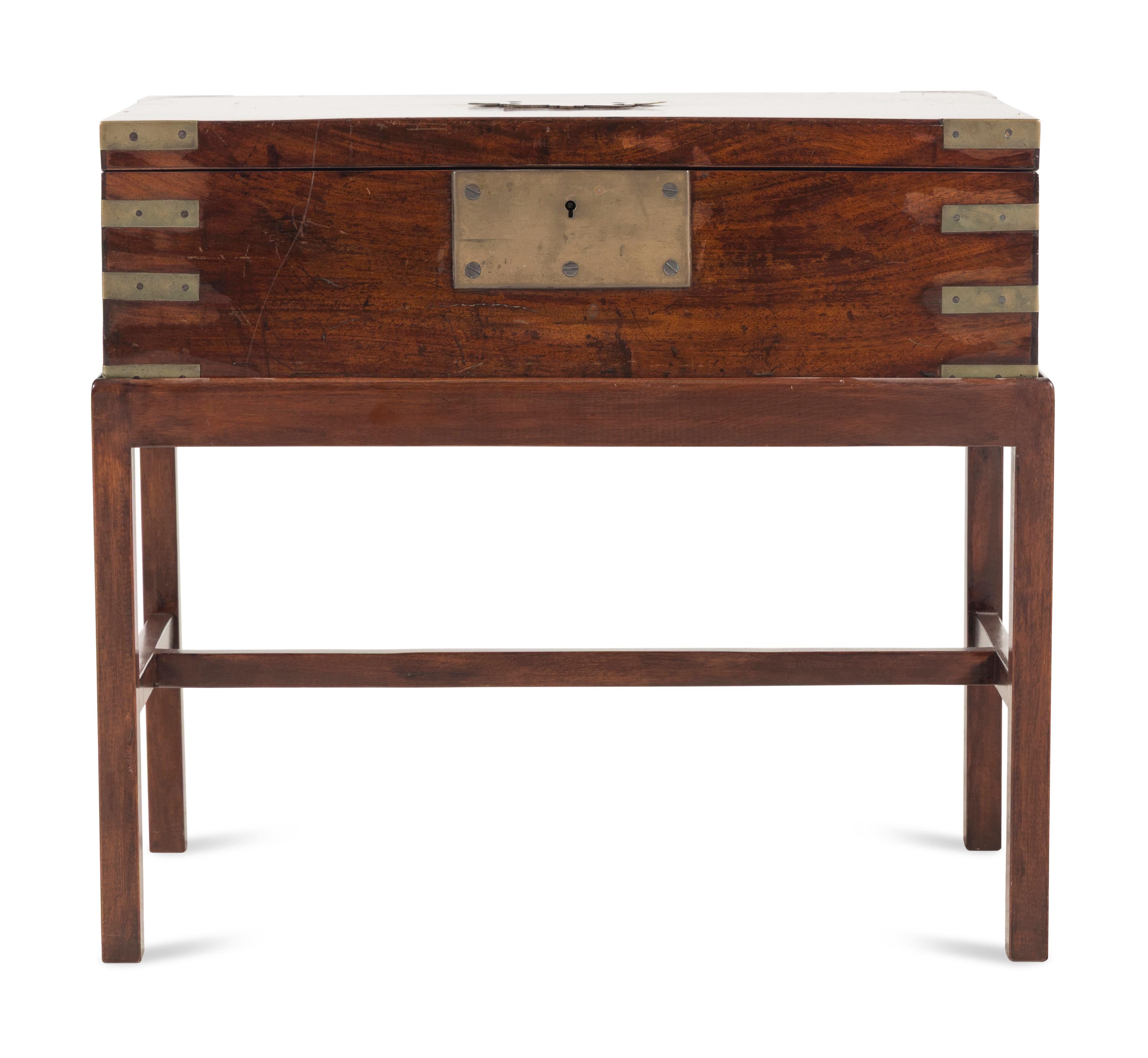 A Regency Mahogany and Brass-Banded Campaign Writing Slope
