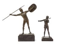 Two Continental Bronze Figures Height of first 13 1/2 inches.