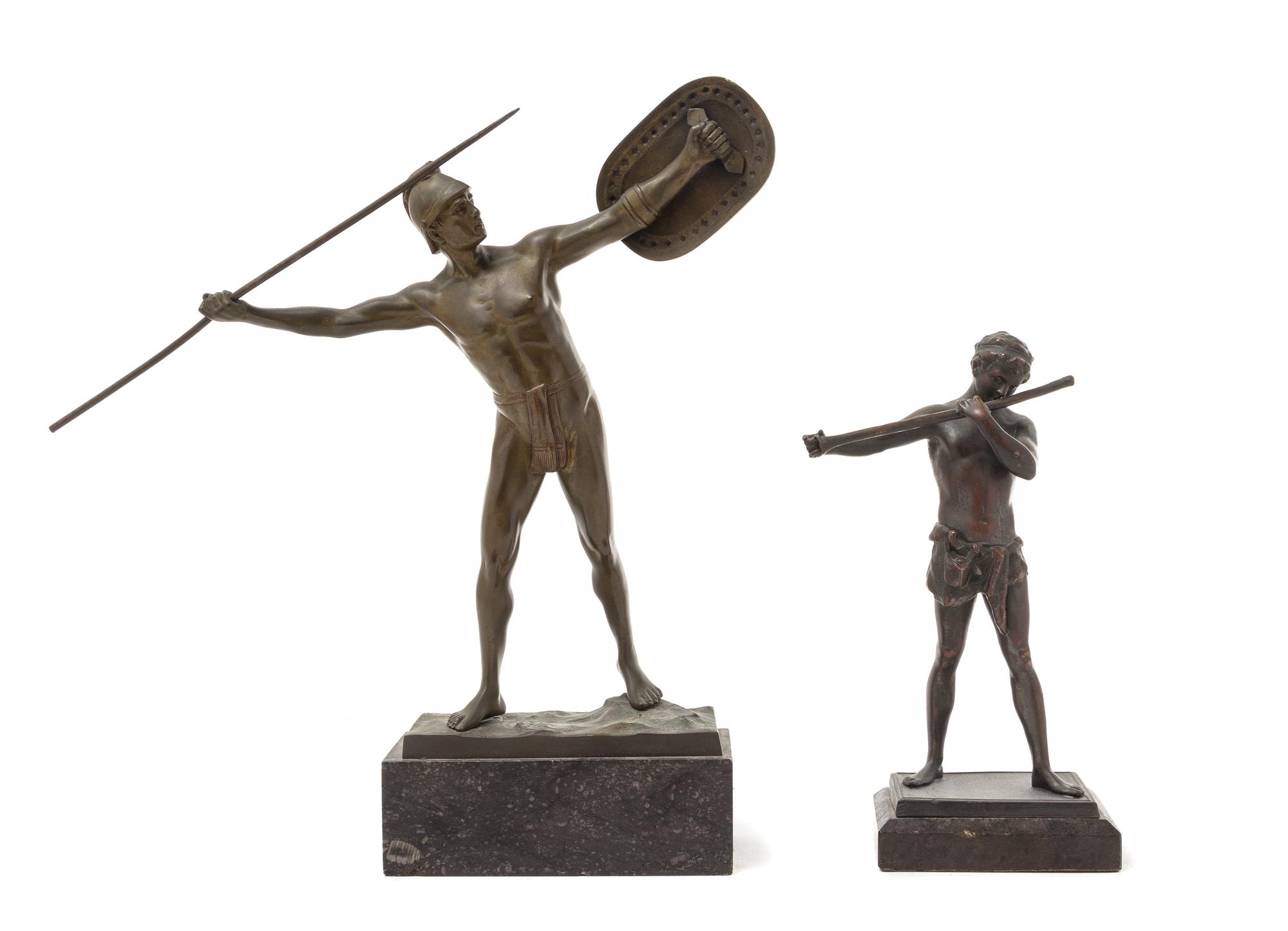 Two Continental Bronze Figures Height of first 13 1/2 inches.