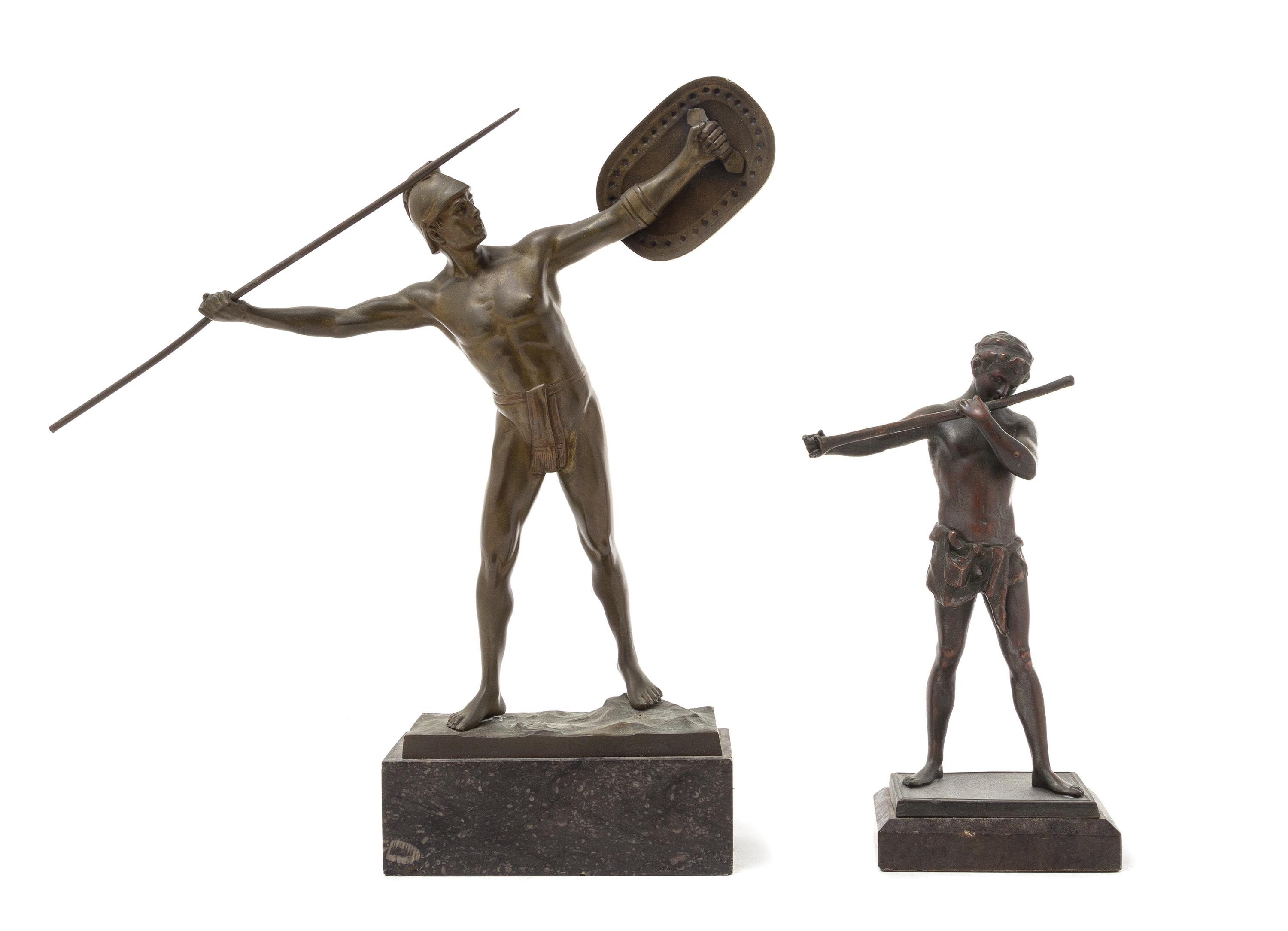 Two Continental Bronze Figures Height of first 13 1/2 inches.