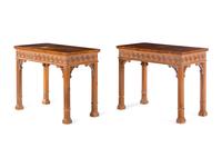 A Pair of Chinese Export Style Console Tables