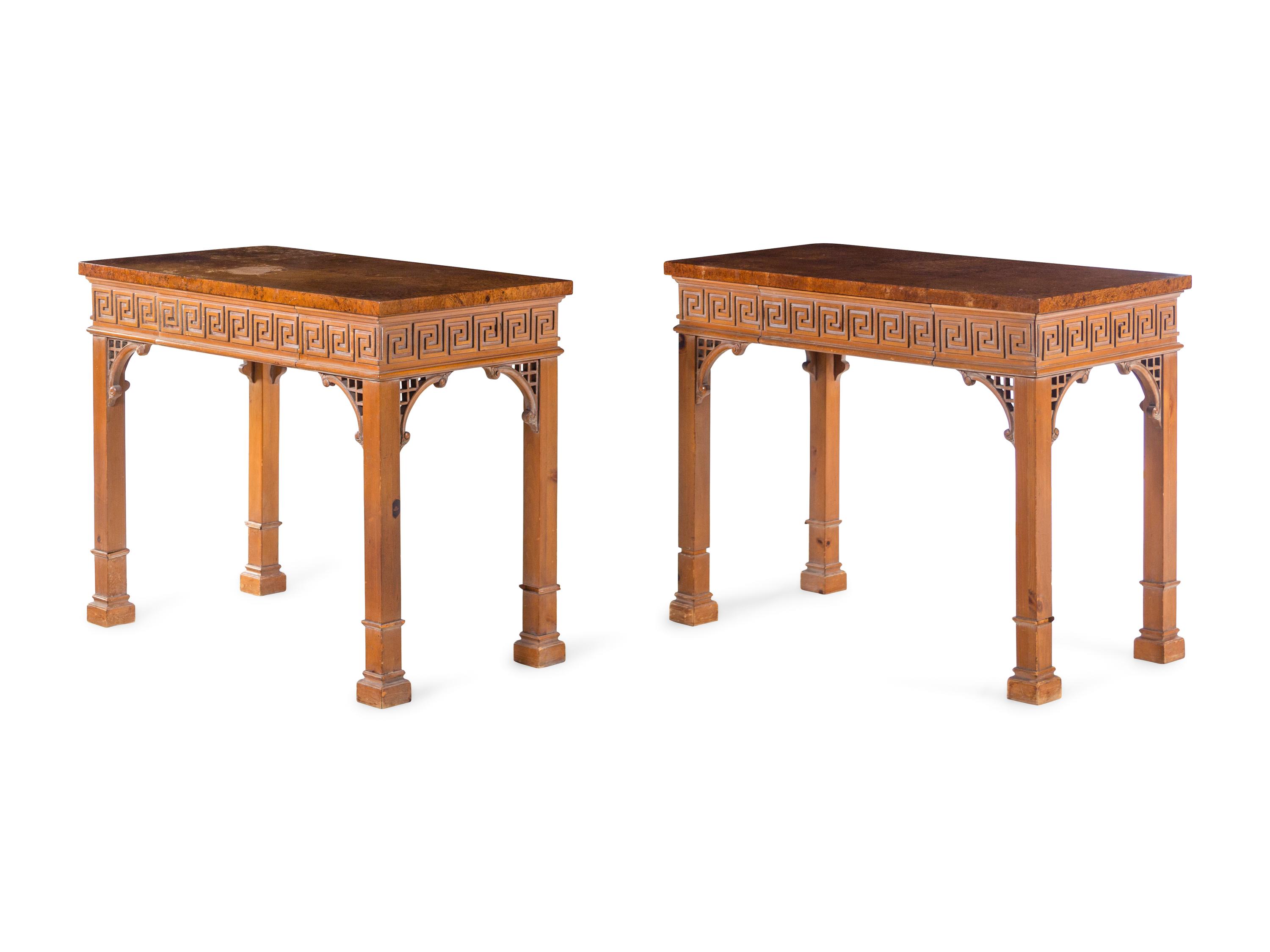 A Pair of Chinese Export Style Console Tables