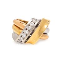TRICOLOR GOLD AND DIAMOND RING