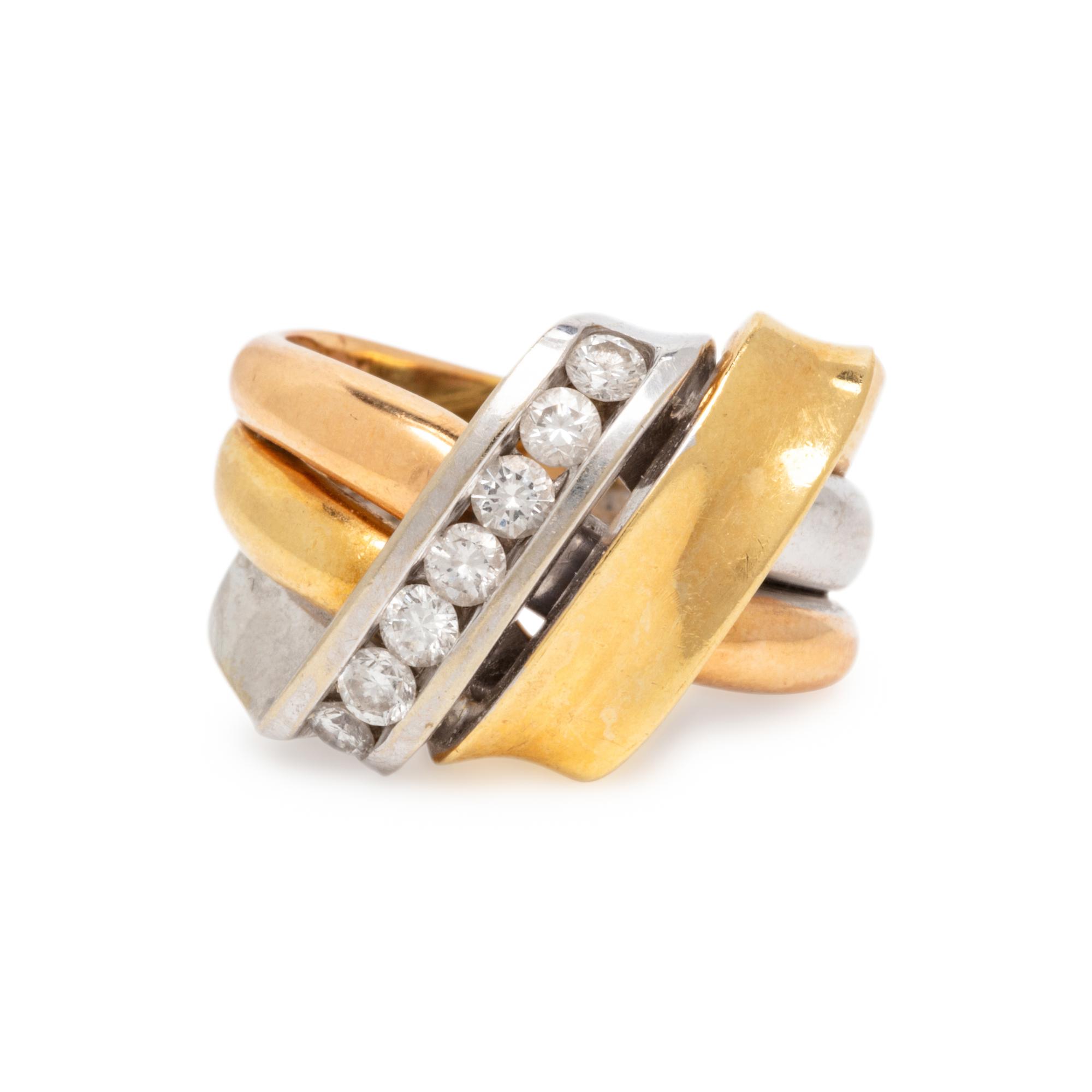 TRICOLOR GOLD AND DIAMOND RING