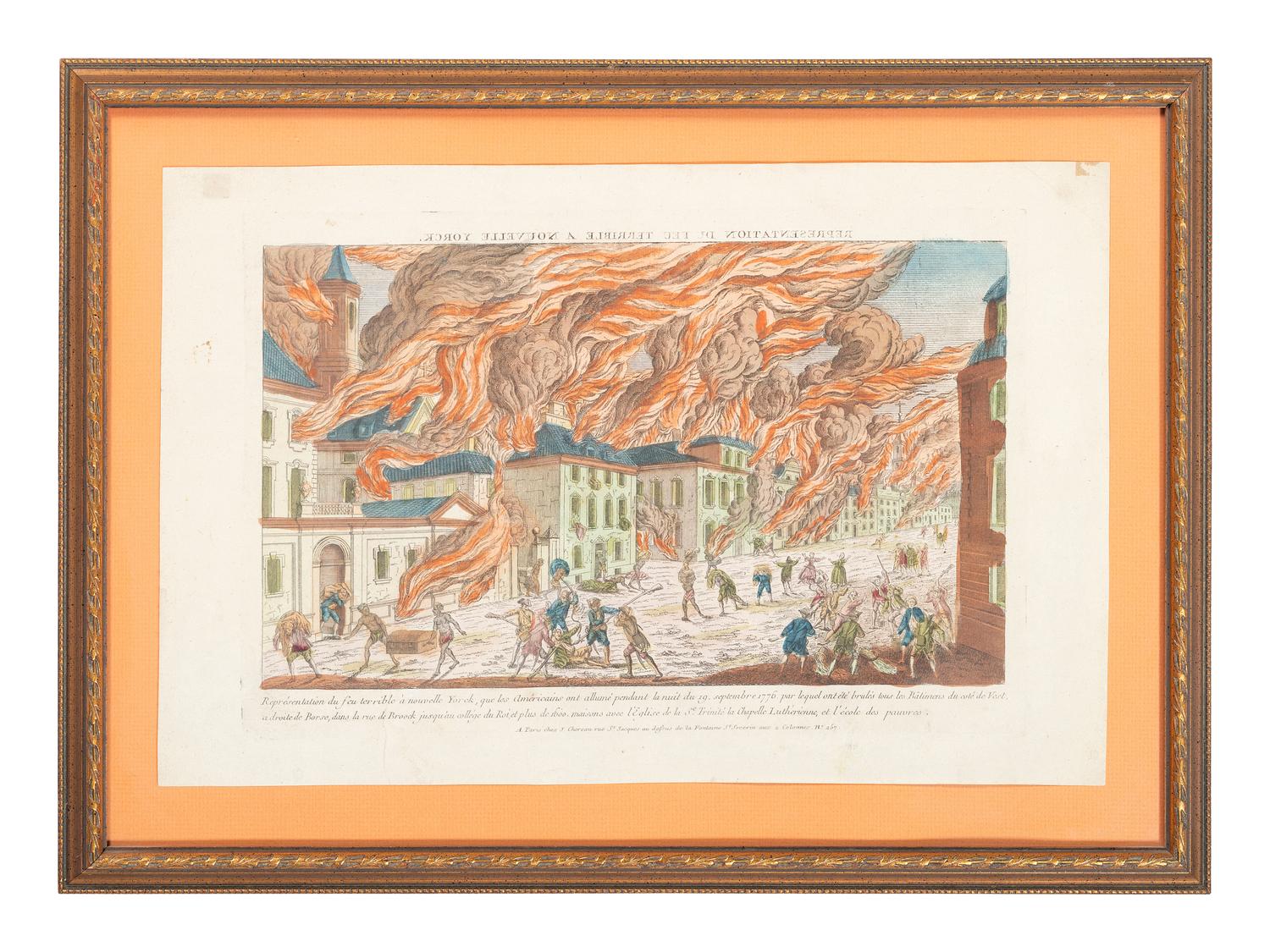 [REVOLUTIONARY WAR]. CHEREAU, J. Representation de feu terrible a Nouvelle Yorck.