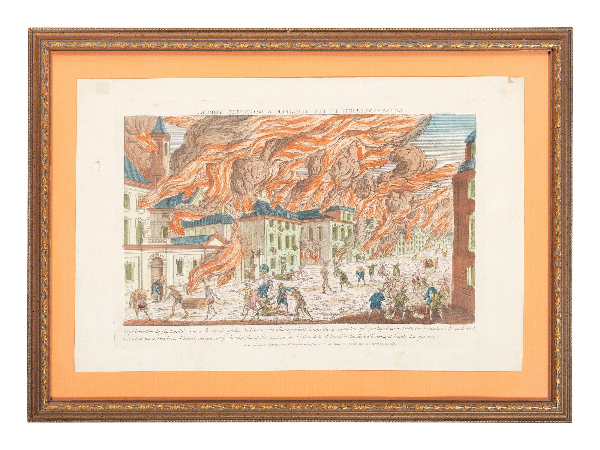 [REVOLUTIONARY WAR]. CHEREAU, J. Representation de feu terrible a Nouvelle Yorck.