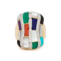 MULTIGEM INLAY AND DIAMOND RING
