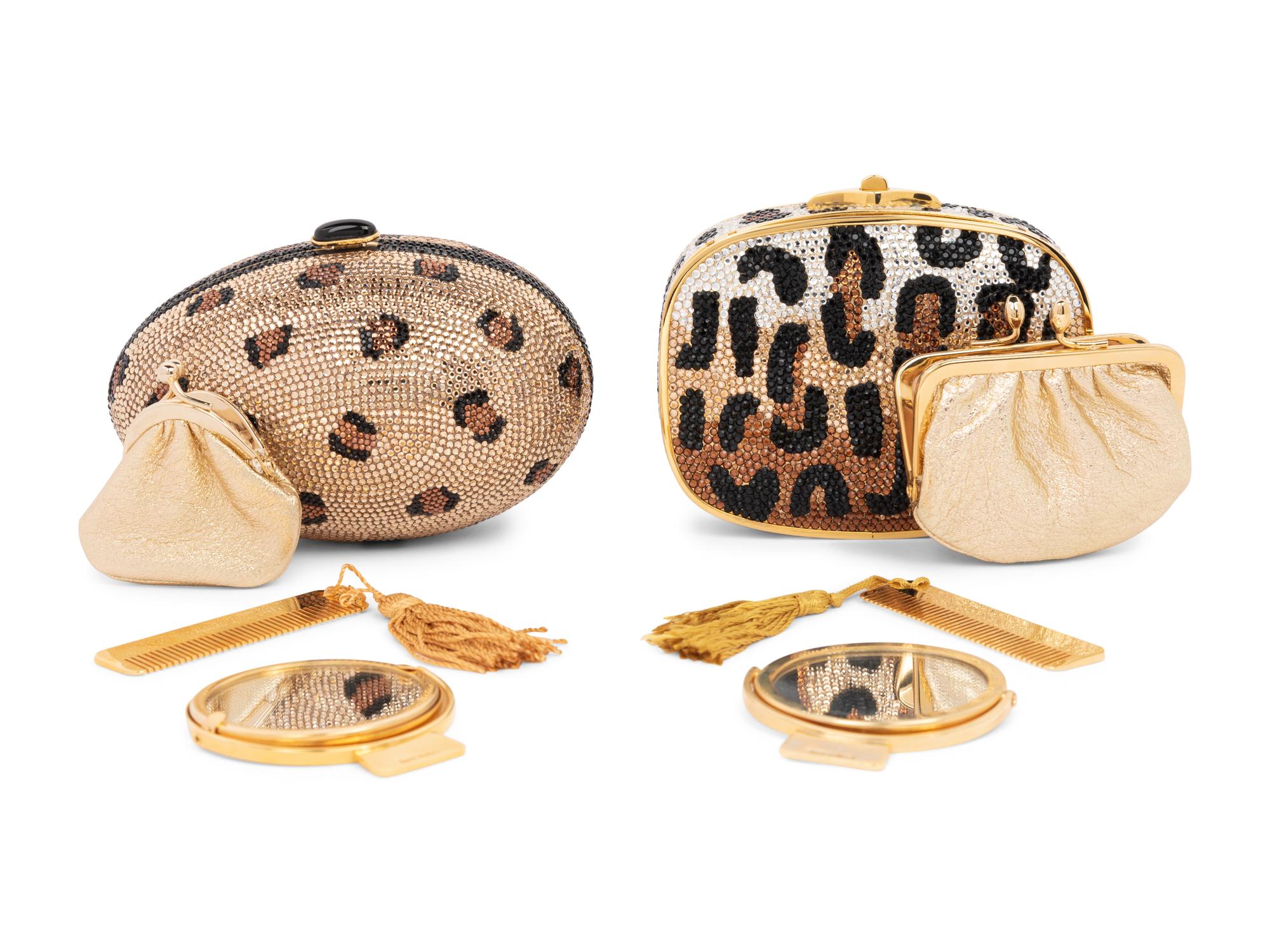 Two Judith Leiber Leopard Minaudières
