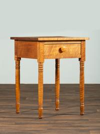 A Late Federal Tiger Maple One-Drawer Work Table