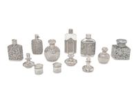 A Collection of Eleven Silver-Mounted Cut Glass Articles