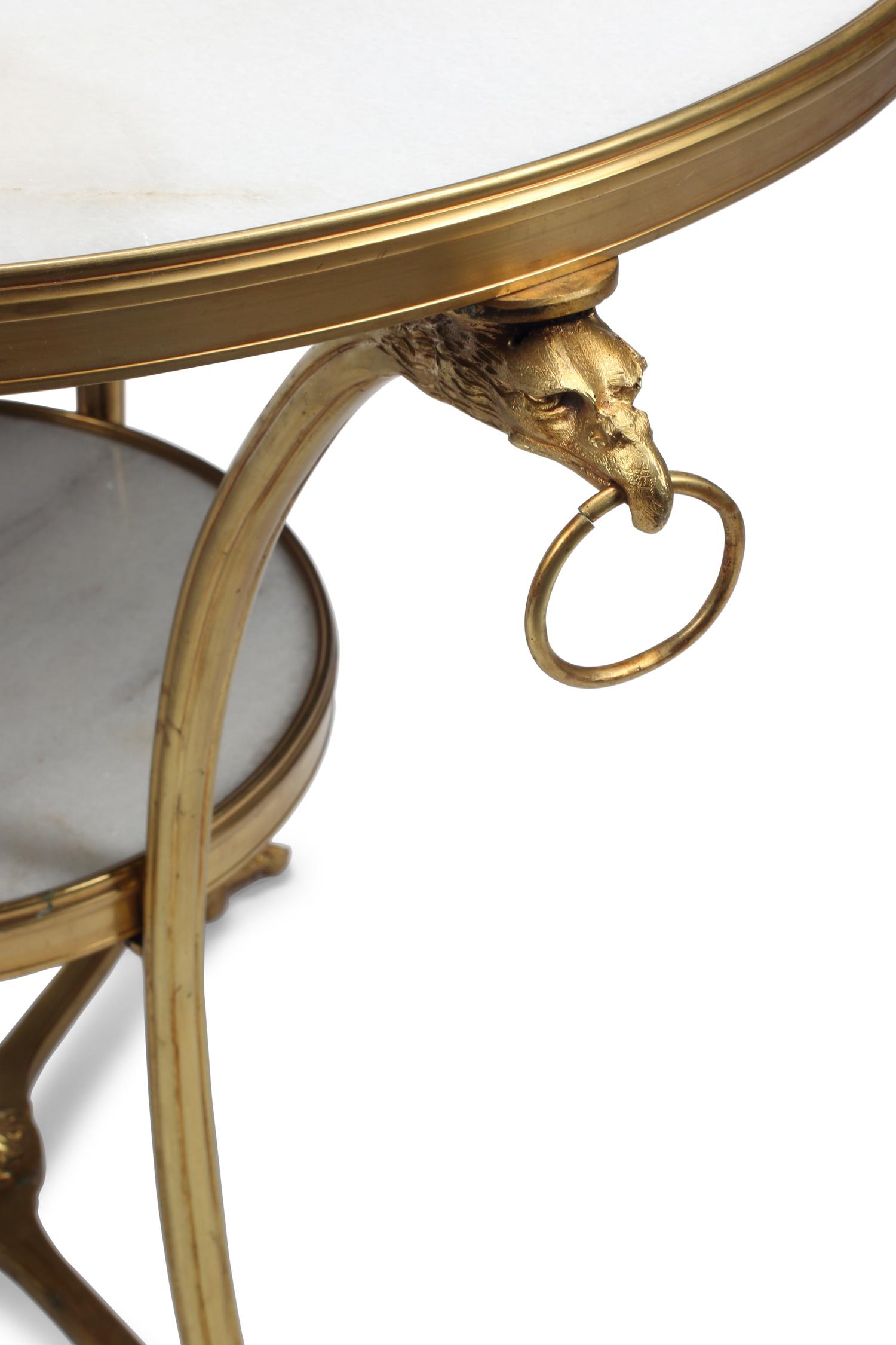 A Pair of French Neoclassical Style Gilt Bronze and Marble Guéridons