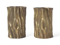 A Pair of Faux Bois Cast Metal Jardinières DONATED BY WILLIAMS LAWRENCE (BUNNY WILLIAMS AND ELIZABETH LAWRENCE)