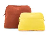 Two Hermès Canvas Bolide Trousse de Voyage Cosmetic Bags