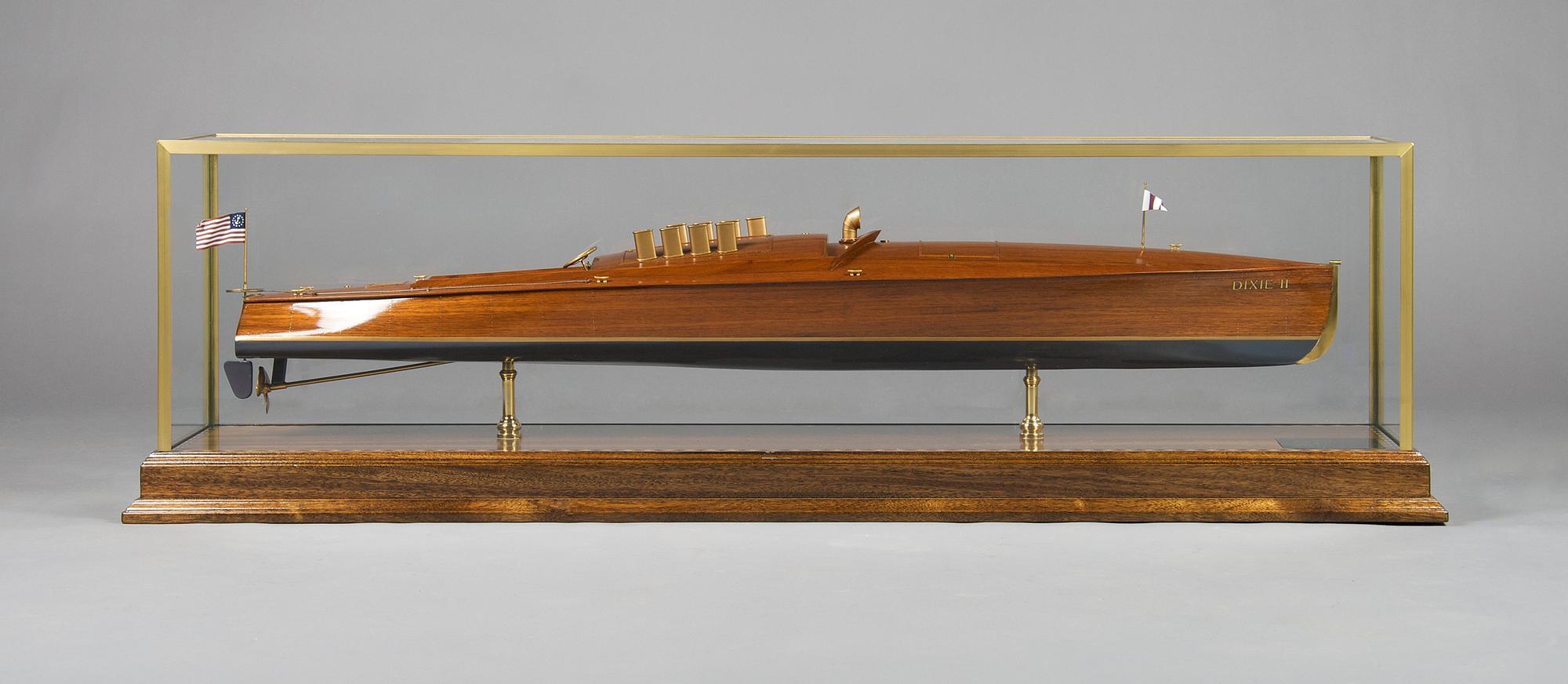 A Model of a Ship, The Dixie Speedboat, Length of case 48 1/2 inches.