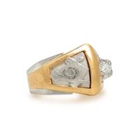 Bicolor Gold and Diamond Masonic Ring