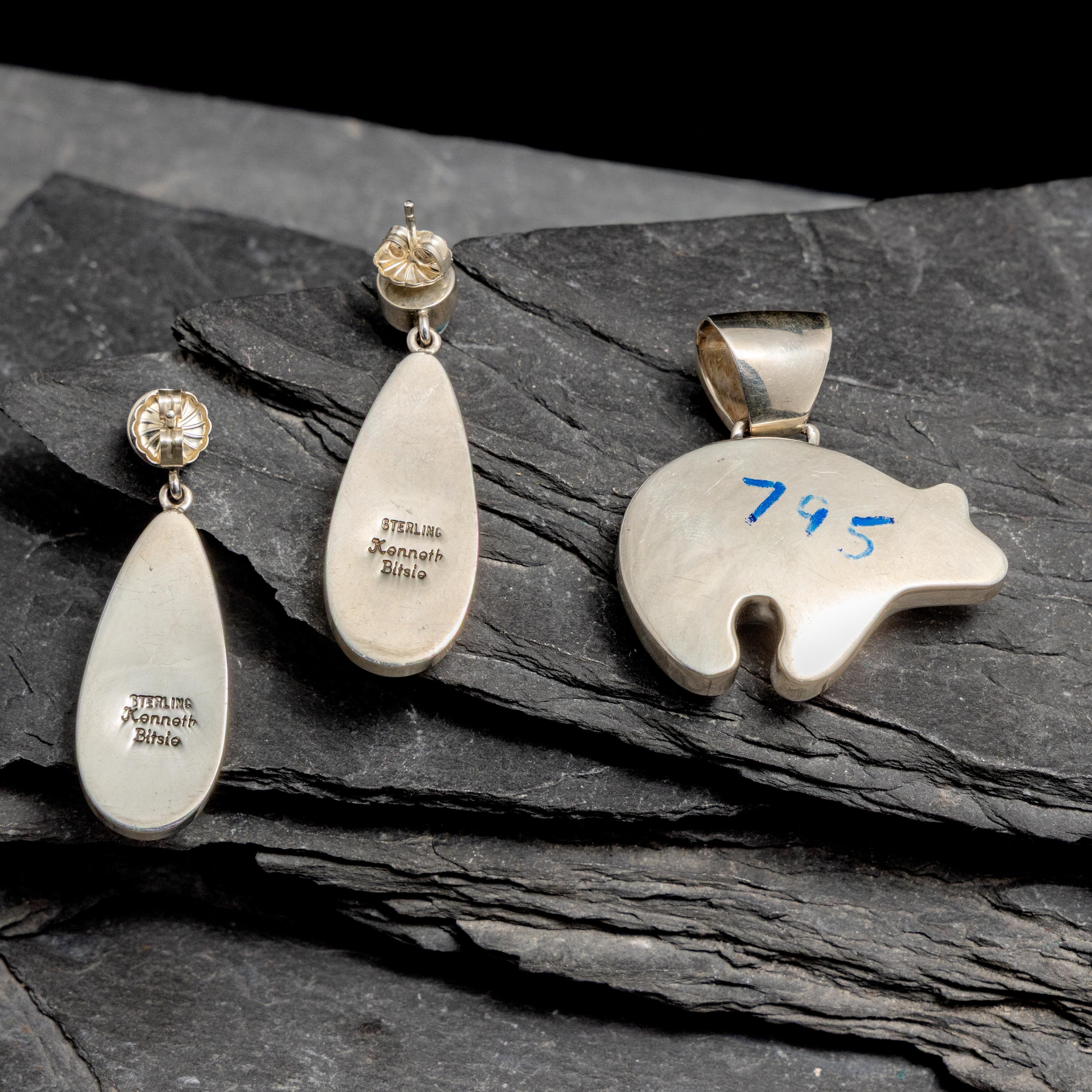 Sherry Barney and Cathy Webster Bennett (Diné, 20th century) — Sterling Silver and Multi-stone Inlay Bear Pendant, PLUS