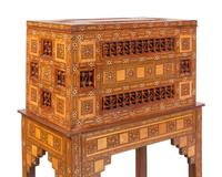 A Pair of Moroccan Marquetry Chests on Stands