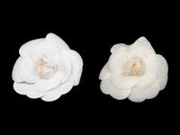 Two Vintage Chanel Camellia Brooches