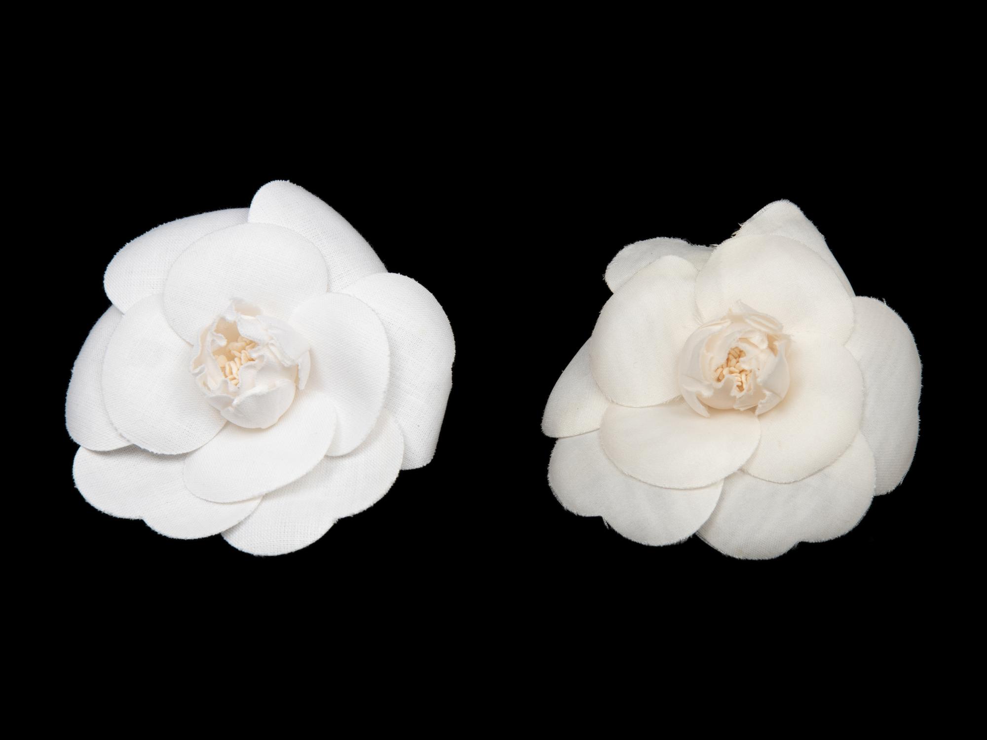 Two Vintage Chanel Camellia Brooches