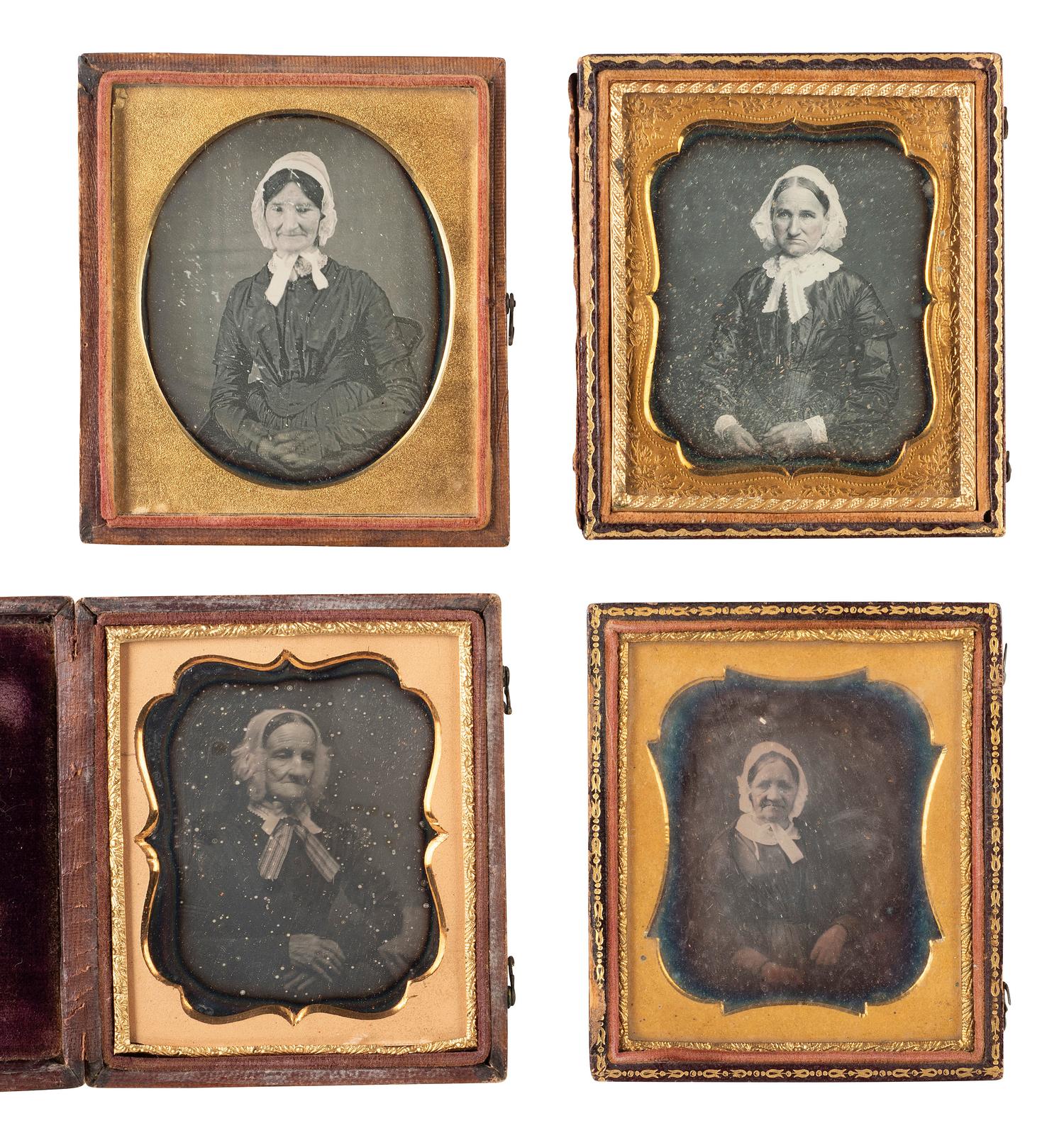 [EARLY PHOTOGRAPHY]. A group of 35 sixth plate daguerreotypes of aged women.