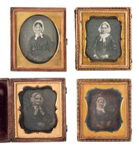 [EARLY PHOTOGRAPHY]. A group of 35 sixth plate daguerreotypes of aged women.