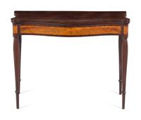 A Federal Birch and Mahogany Flip-Top Game Table