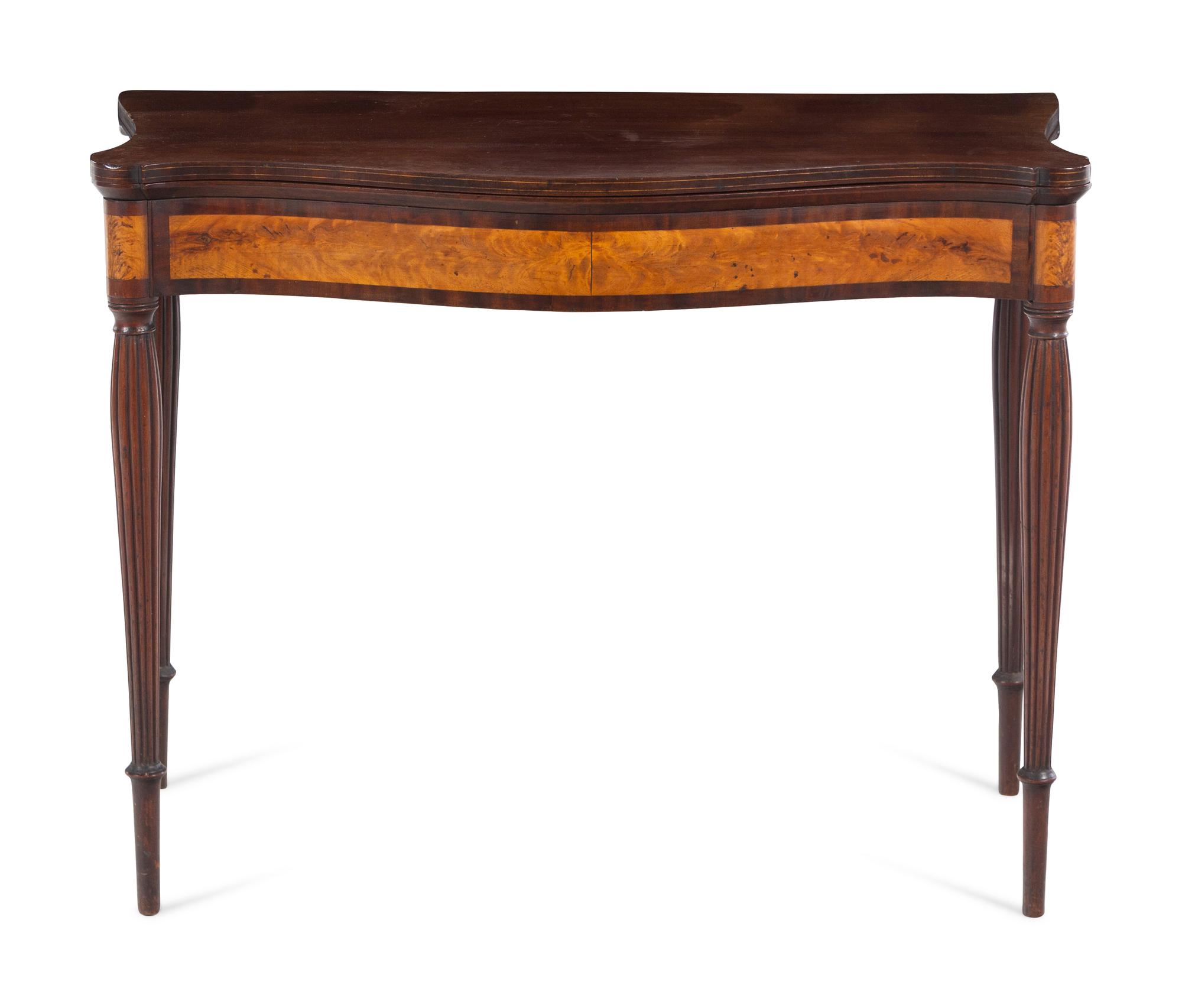 A Federal Birch and Mahogany Flip-Top Game Table