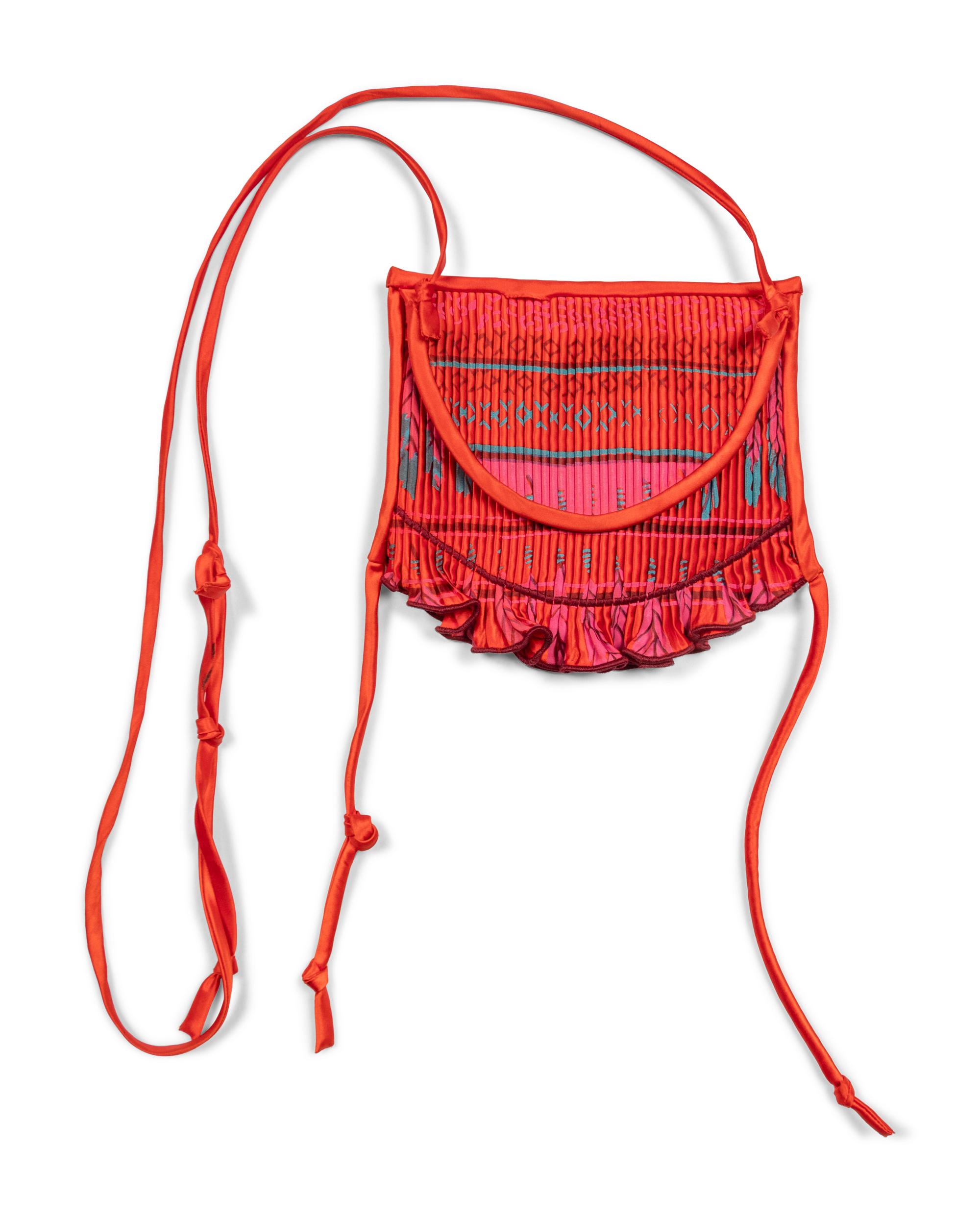 Zandra Rhodes, Painted Silk Dress & Pleated Silk Purse