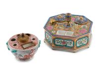 Two Continental Porcelain Inkwells