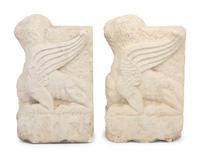 A Pair of Gothic Style Carved Marble Ornaments