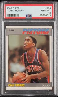 A 1987 Fleer Isiah Thomas Basketball Card No. 106 (PSA 10 GEM MINT)