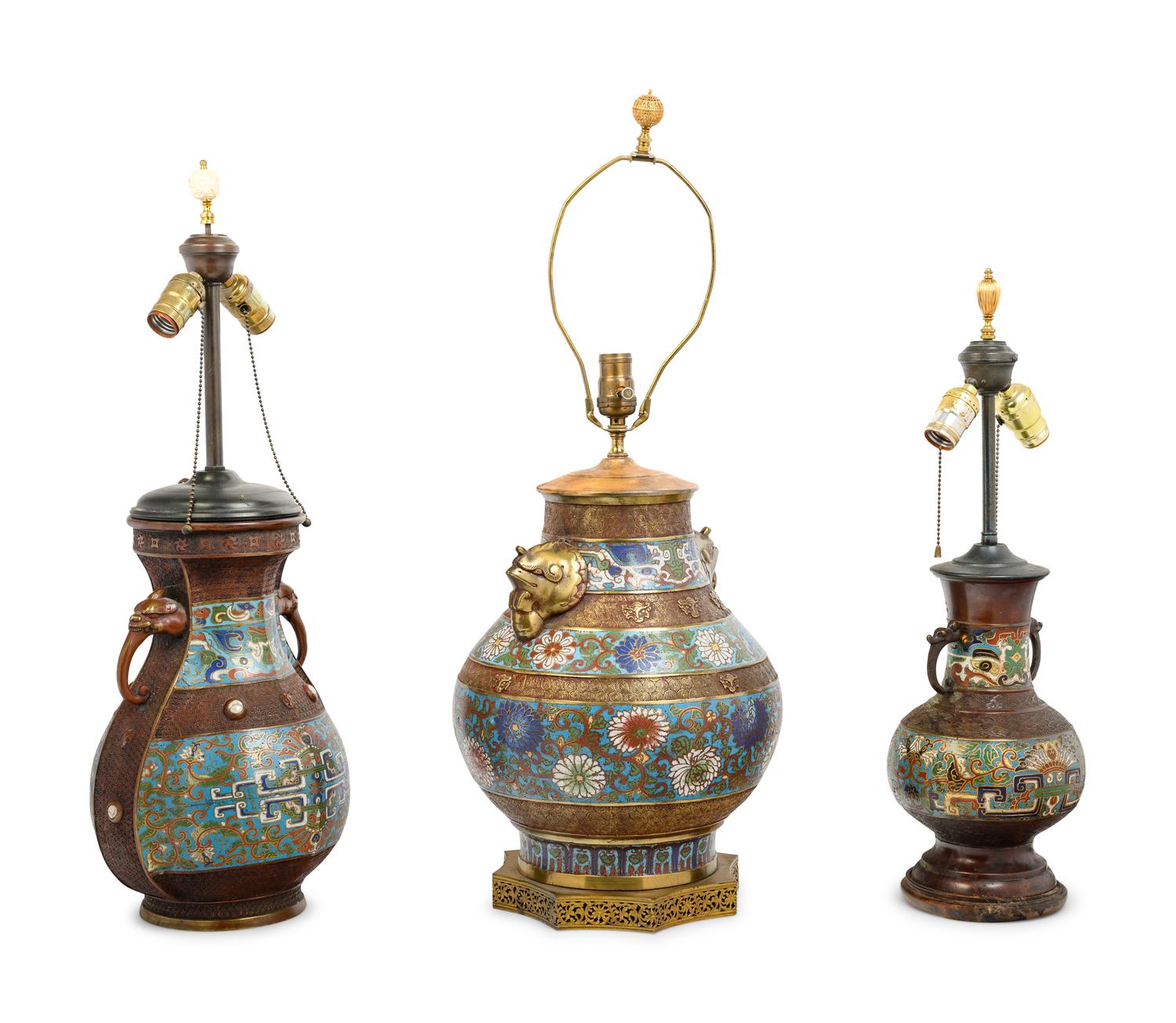 Six Japanese Cloisonné Enameled Vases