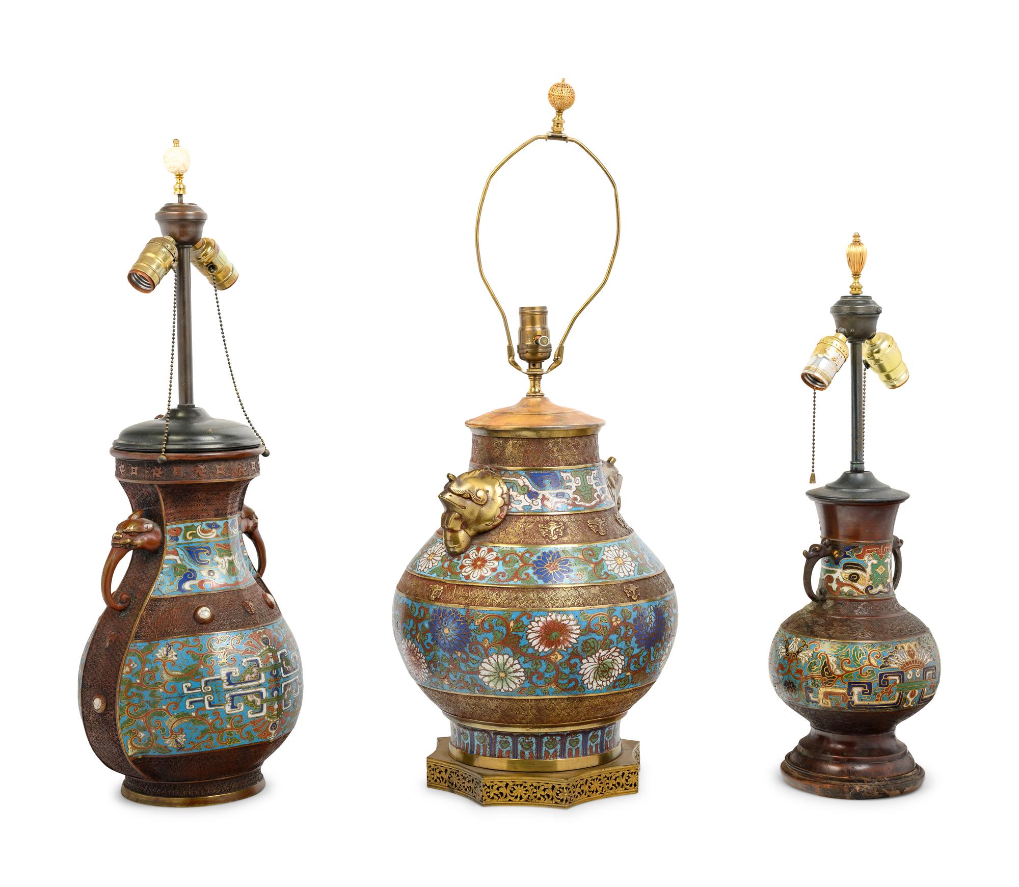 Six Japanese Cloisonné Enameled Vases