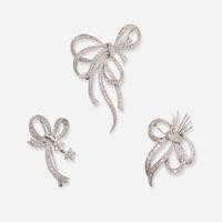 A Collection of White Gold and Diamond Pins