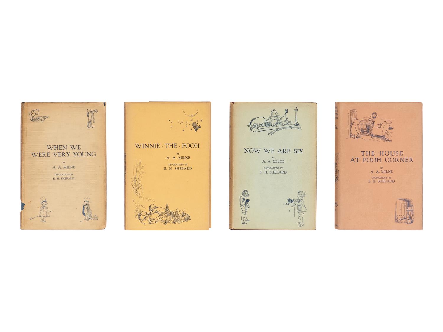MILNE, A.A. (1882-1956). When We Were Very Young . 1924. -- Winnie-the-Pooh . 1926. -- Now We are Six . 1927. -- The House at Pooh Corner . 1928. London: Methuen & Co.