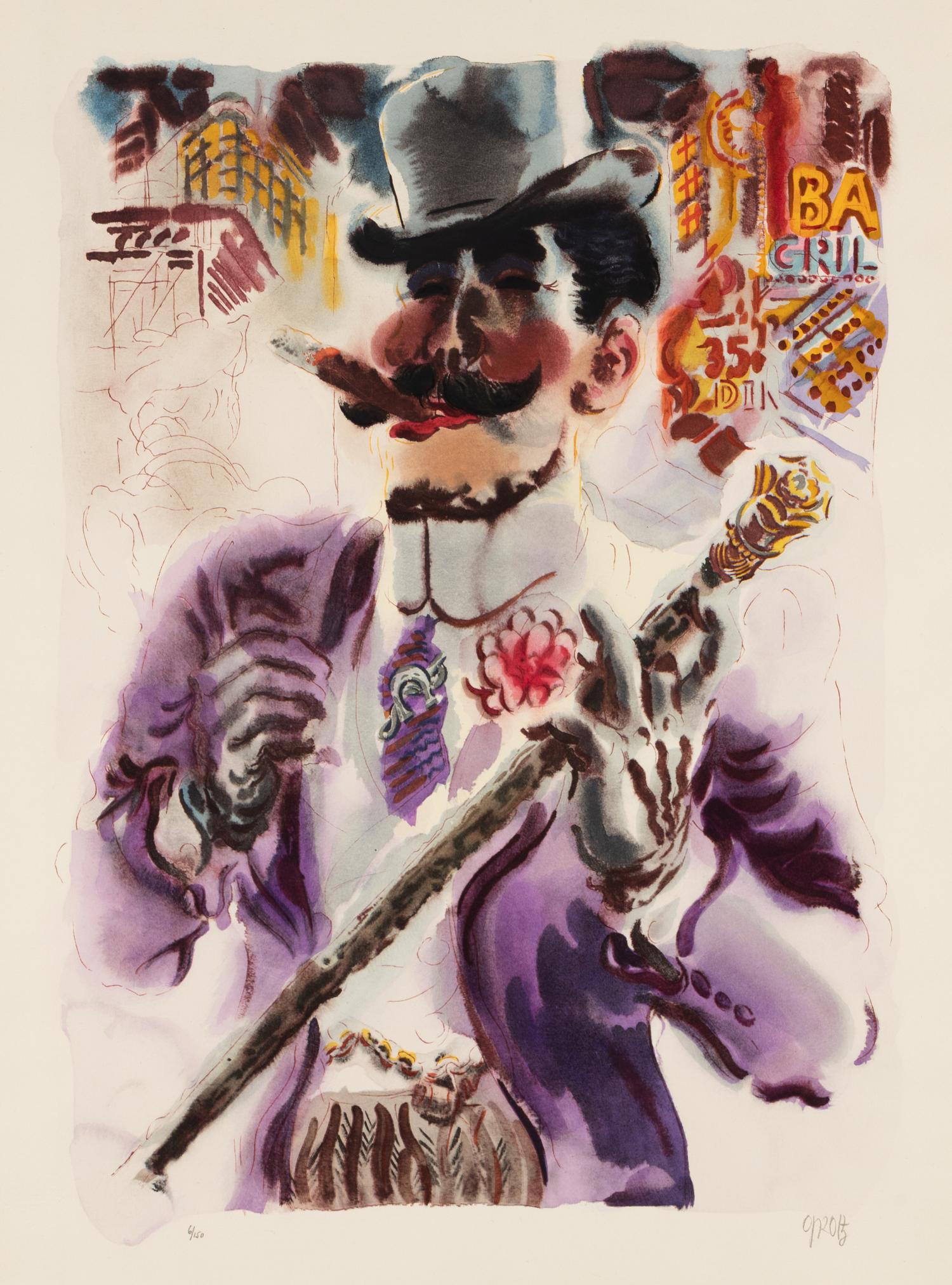 George Grosz (German, 1893-1959) — Bagdad-on-the-Subway: A Portfolio of Six Signed Water-Colors Depicting O'Henry's New York , 1935