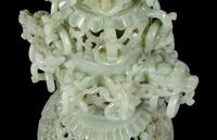 A Chinese Celadon Jade Model of a Pagoda