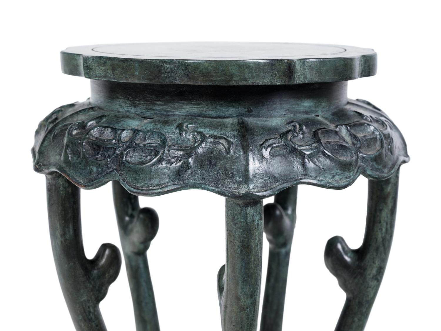 A Chinese Patinated Bronze Pedestal Table