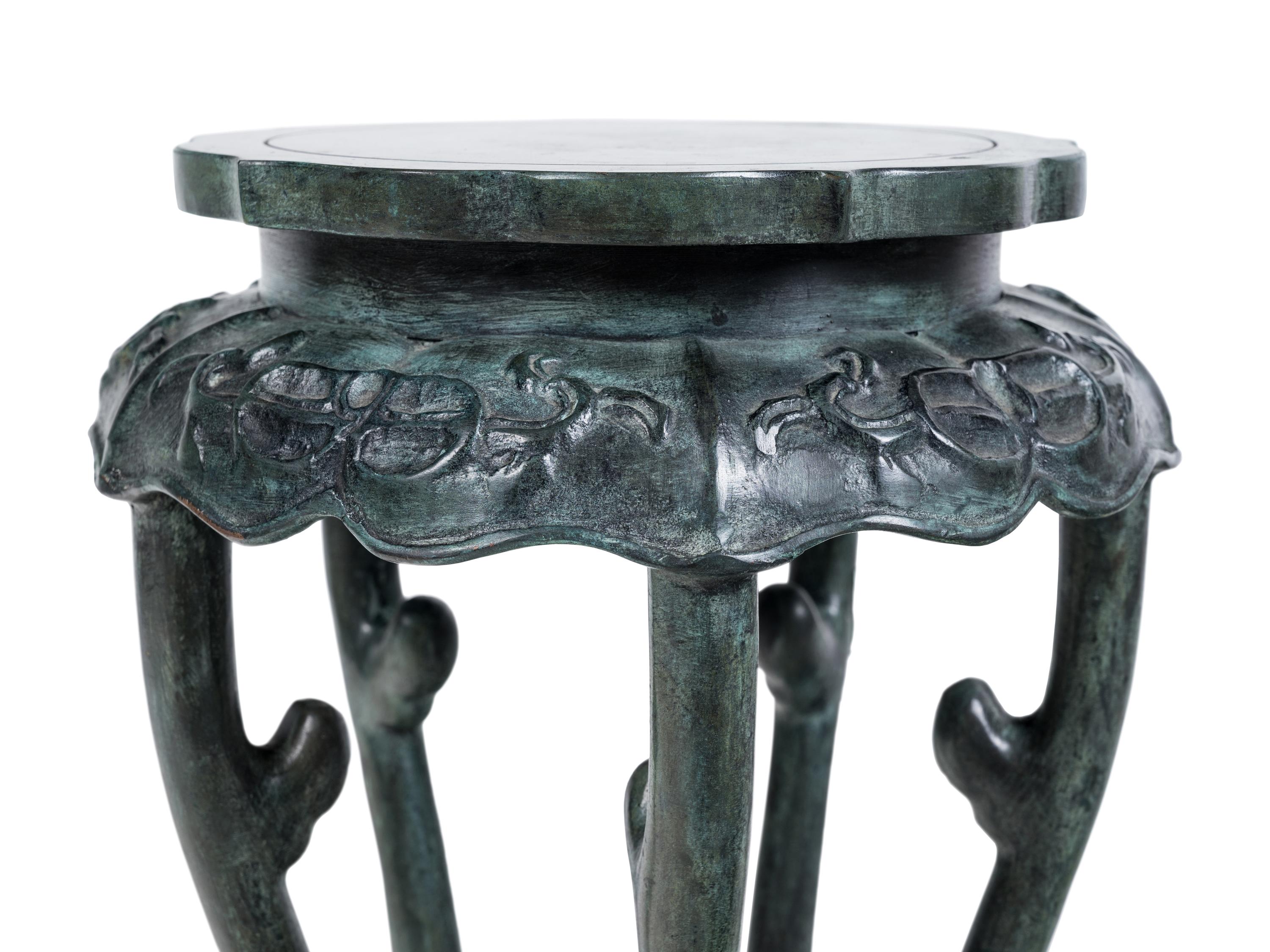 A Chinese Patinated Bronze Pedestal Table