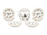 A Set of Seven Chinese Famille Rose Porcelain 'Butterfly' Tea Wares