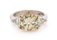 An 18 Karat Bicolor Gold, Fancy Brownish Yellow Diamond and Diamond Ring, 3.30 dwts.