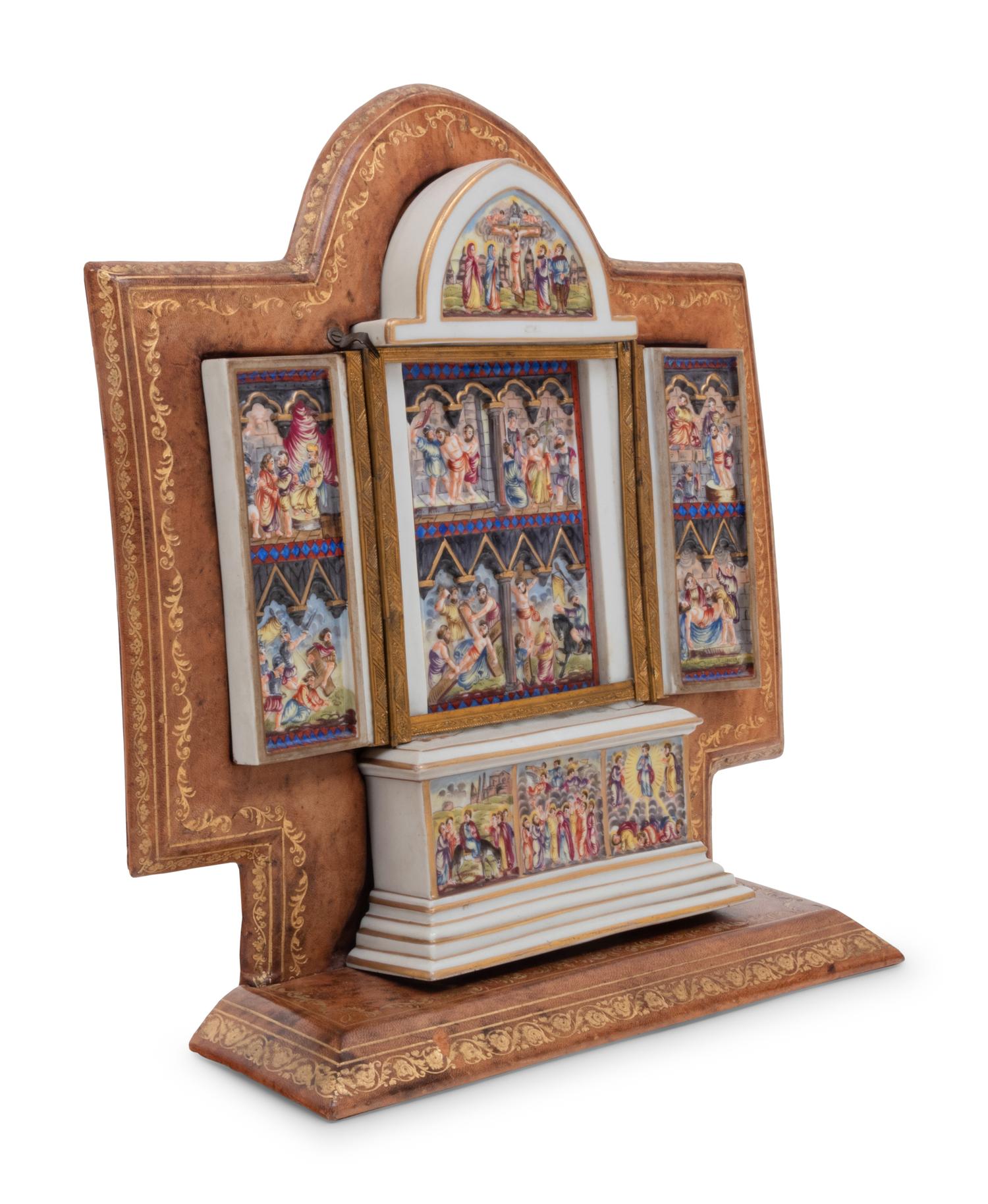 A Capodimonte Porcelain Altar Triptych