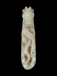 Three Carved White Jade Articles