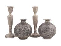 A Group of Four Persian Silver Table Articles